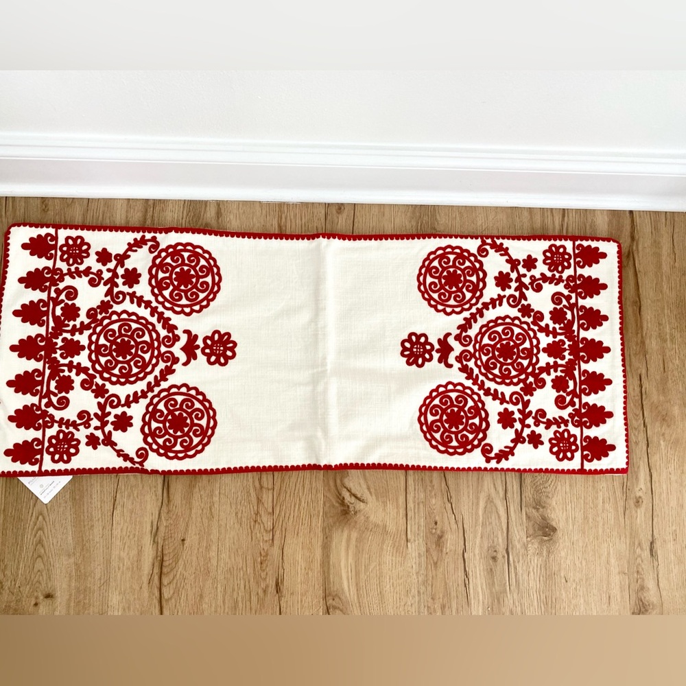 Pottery Barn Elsie Red and White Holiday Lumbar Pillow Cover